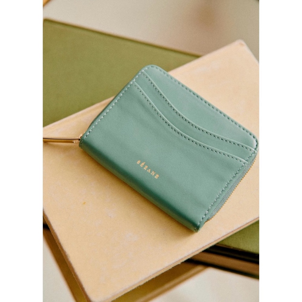 Brand New Sezane Auguste Wallet in Smooth Sea Green